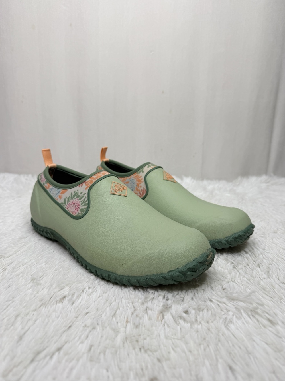 MUCK BOOTS / Muckster II Low green floral slip on rubber clog shoes / 10